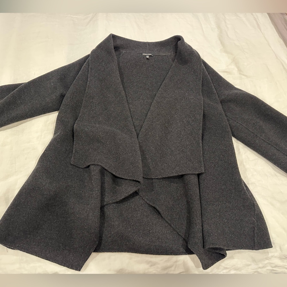 Eileen Fisher 100% Wool Shawl Collar Coat Cardigan Sweater size small
